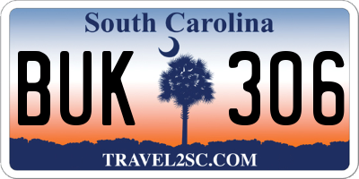 SC license plate BUK306