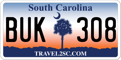 SC license plate BUK308