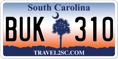 SC license plate BUK310