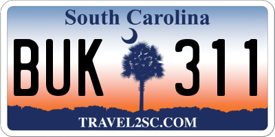 SC license plate BUK311