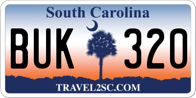 SC license plate BUK320