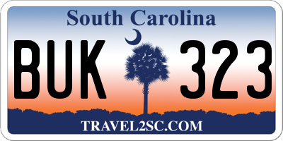 SC license plate BUK323