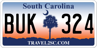 SC license plate BUK324