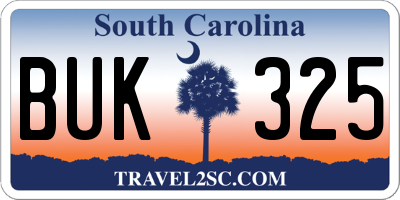 SC license plate BUK325