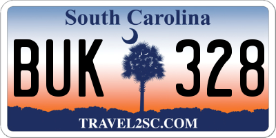 SC license plate BUK328