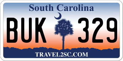 SC license plate BUK329