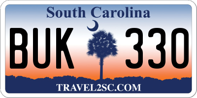SC license plate BUK330
