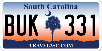 SC license plate BUK331