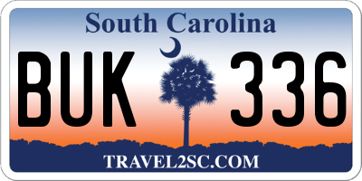 SC license plate BUK336