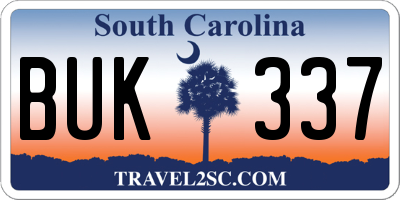 SC license plate BUK337
