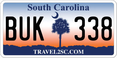 SC license plate BUK338