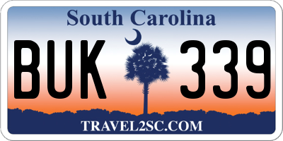 SC license plate BUK339