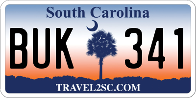 SC license plate BUK341