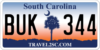 SC license plate BUK344