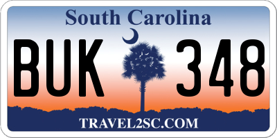 SC license plate BUK348