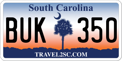 SC license plate BUK350