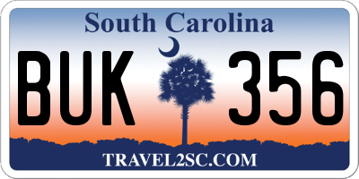 SC license plate BUK356