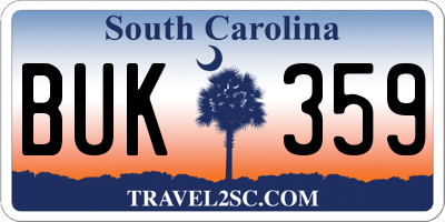 SC license plate BUK359