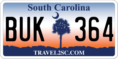 SC license plate BUK364