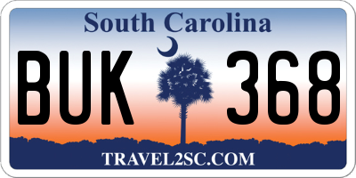 SC license plate BUK368