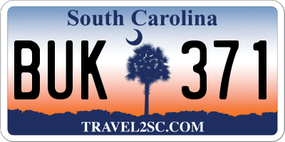SC license plate BUK371