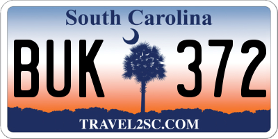 SC license plate BUK372