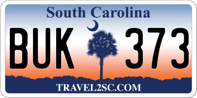 SC license plate BUK373