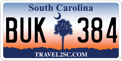 SC license plate BUK384