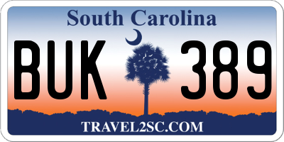 SC license plate BUK389