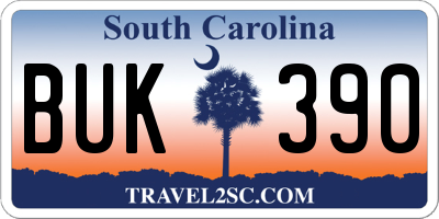 SC license plate BUK390
