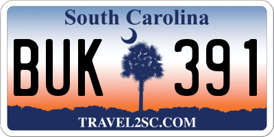 SC license plate BUK391