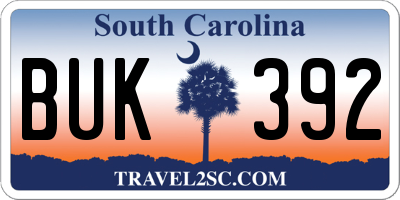 SC license plate BUK392