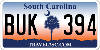 SC license plate BUK394