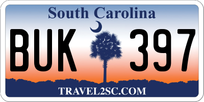 SC license plate BUK397