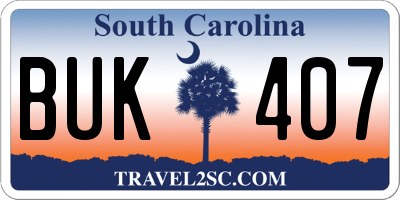 SC license plate BUK407