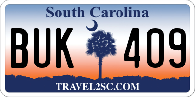 SC license plate BUK409