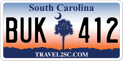 SC license plate BUK412