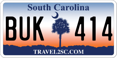 SC license plate BUK414