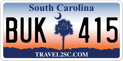 SC license plate BUK415
