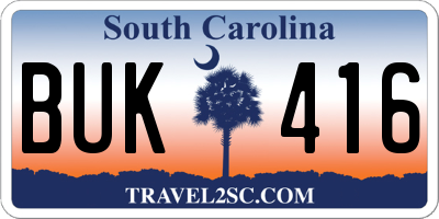 SC license plate BUK416