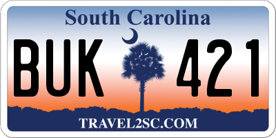 SC license plate BUK421