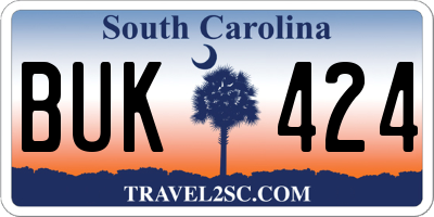 SC license plate BUK424