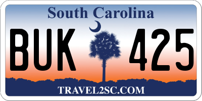 SC license plate BUK425