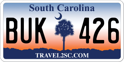 SC license plate BUK426