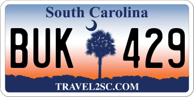 SC license plate BUK429