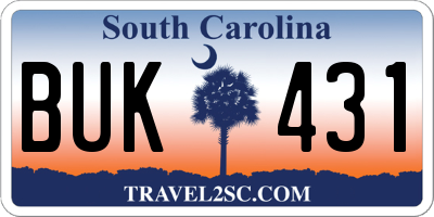 SC license plate BUK431