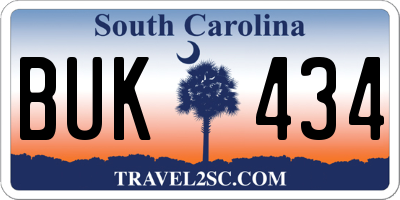 SC license plate BUK434