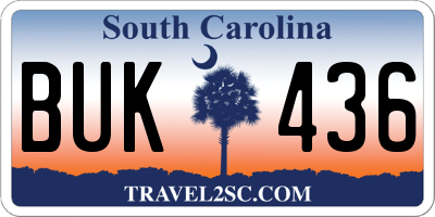 SC license plate BUK436