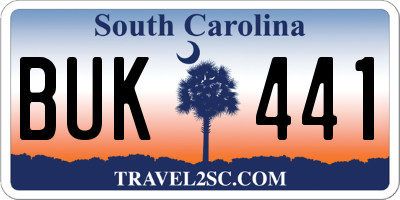 SC license plate BUK441