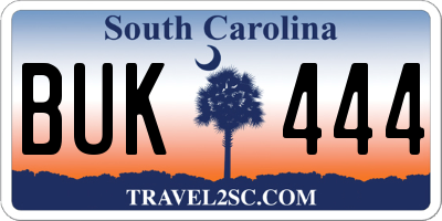 SC license plate BUK444